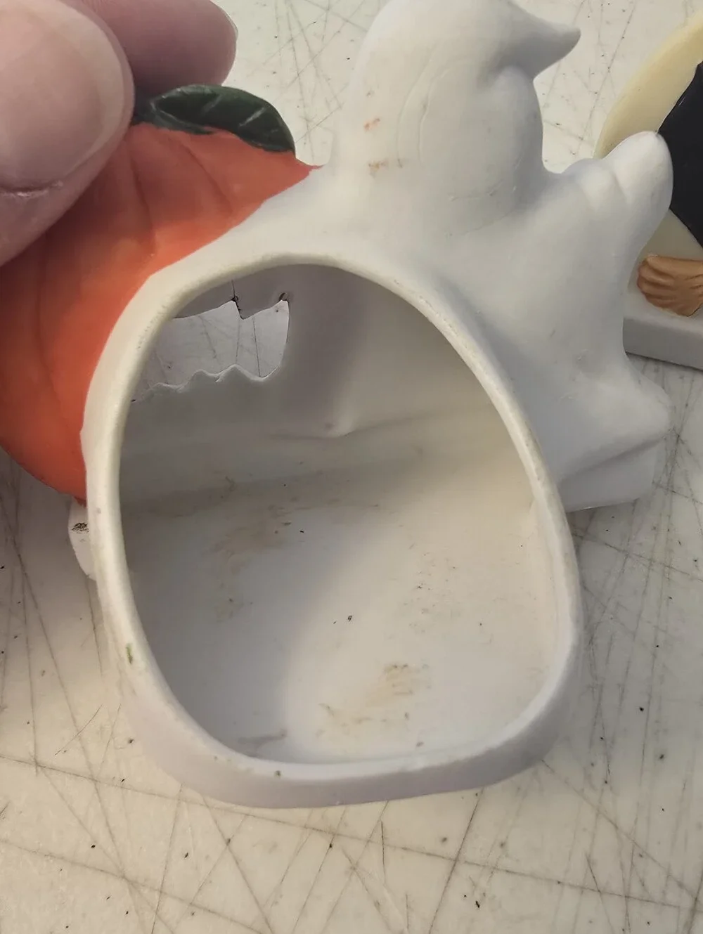 2 Vintage Ceramic Halloween Tealight Candle Holders Witch Ghost Jack O Lantern